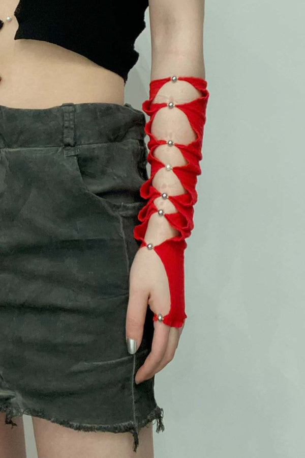 RUI red long gloves ruby RUI-R013-AW20-HONG